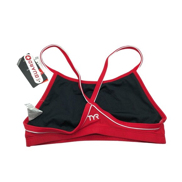 TYR Womens Diamondfit Guard Bikini Top Medium Neckline Flexible Straps Red S - Picture 2 of 7
